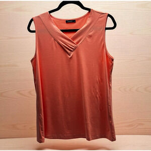 Sampeel Women's Sleeveless Top Size Medium Cross Neckline Peach